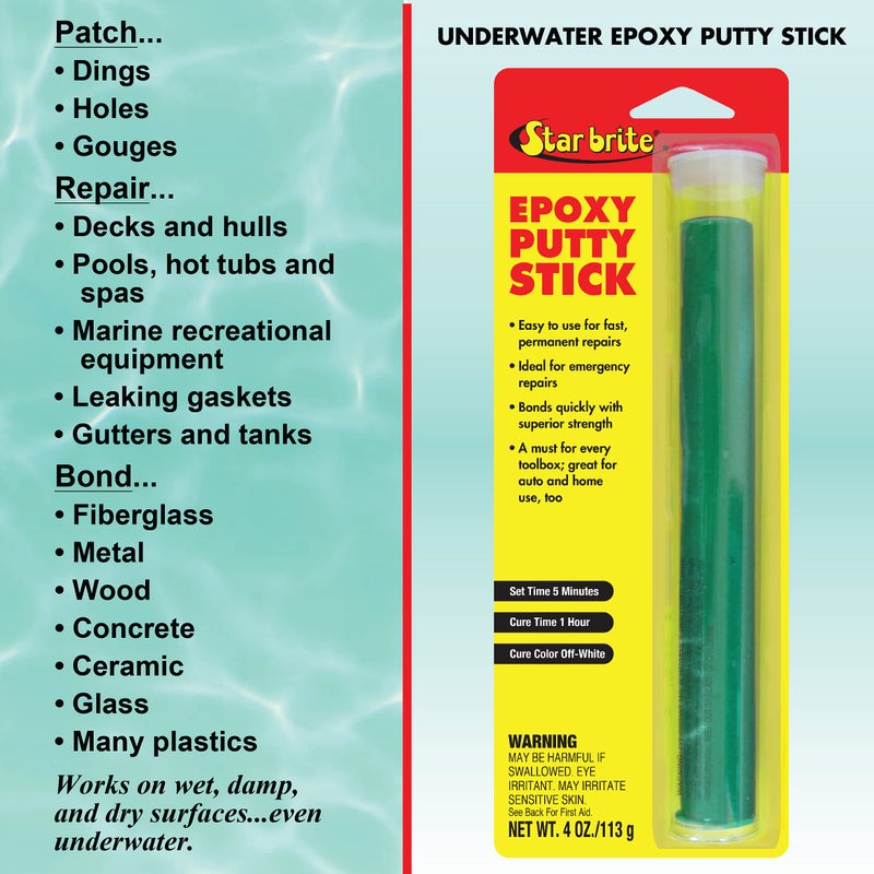STAR BRITE Epoxy Putty Stick - Make Fast, Permanent Repairs - Even Underwater, Fiberglass, Wood, Plastic 4 OZ. (087104) - Image 2
